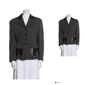 Gucci Gray and Black Tailored Blazer with Notched Lapels